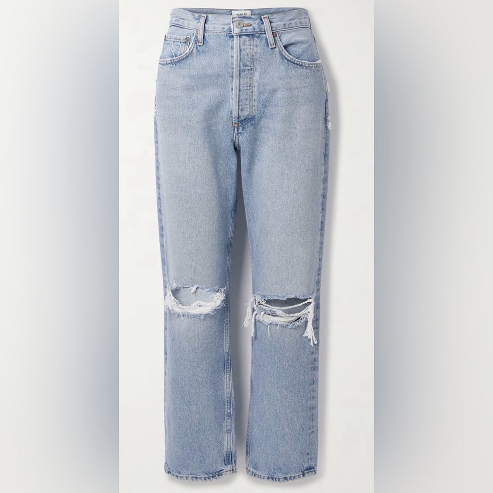 Mia Agolde Classic Ripped Straight Leg Jeans